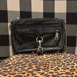 Black Leather Chain Strap Bag